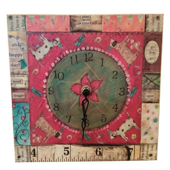 Joyful Nest Whimsical Party Dogs Wall Clock by Lisa Kaus - Picture 1 of 9